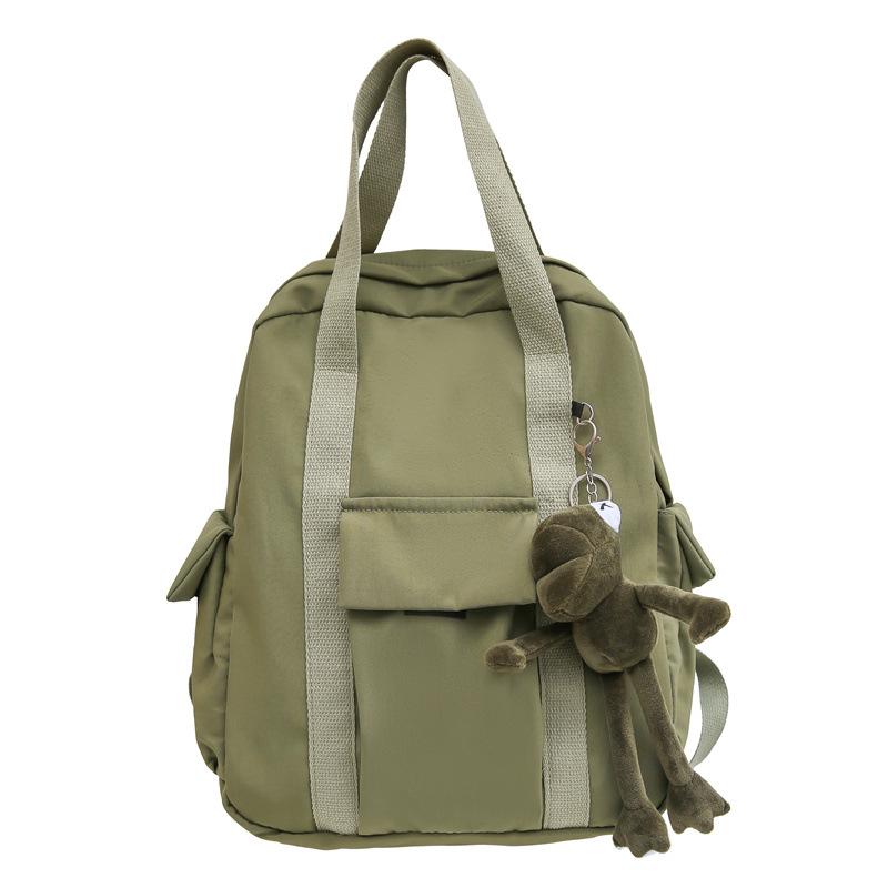 

Холщовый студенческий школьный рюкзак большой емкости для колледжа With Pendant зелёный