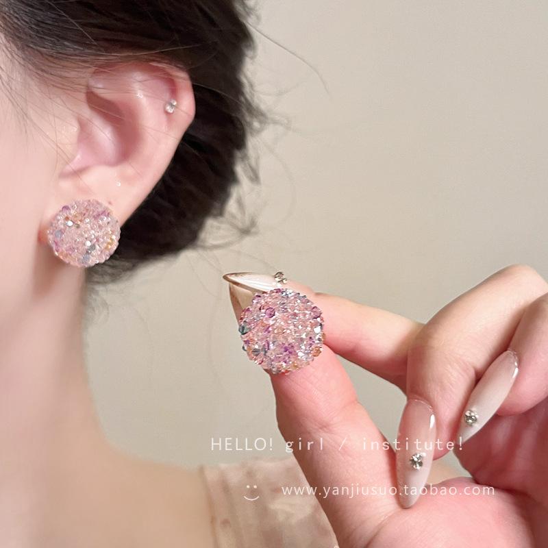 Pink candy love stud earrings women's unique design earrings simple earrings