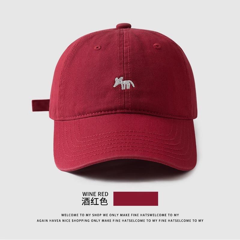 2025 New Embroidered Little Fox Baseball Cap Sports Men and Women Deepen Wide Brim Show Face Small Cap Shade Breathable