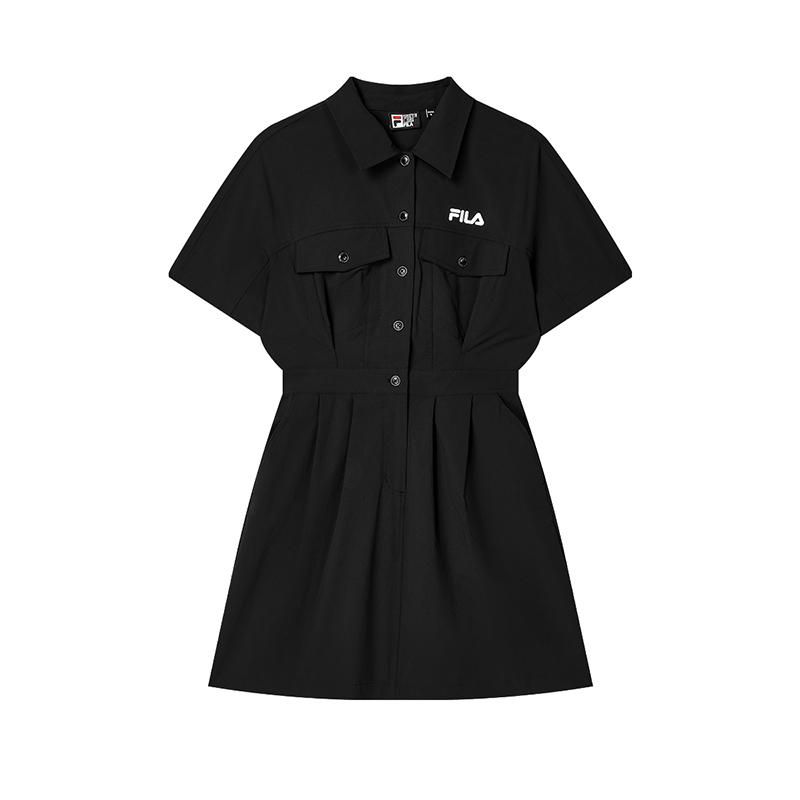 New FILA SS24 Short Sleeved Dress Women's Black F11W429302FBK
