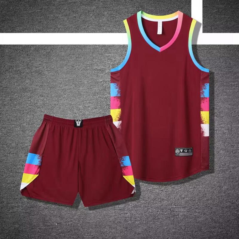 

Унисекс Нескользящий Комплект Баскетбольной Формы с Индивидуальным Принтом для Тренировок и Повседневной Носки 3XL малиновый