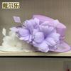 Dale Le Flat Top Fashion Hat Hemp Gauze Hat Small Edge Flower Milliner British Yanhui Hat
