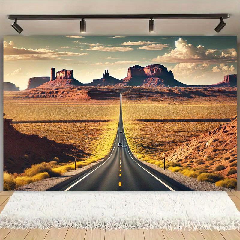 2D plane 1 piece of desert road scenery featuring canyons and road design suitable for living room bedroom and office