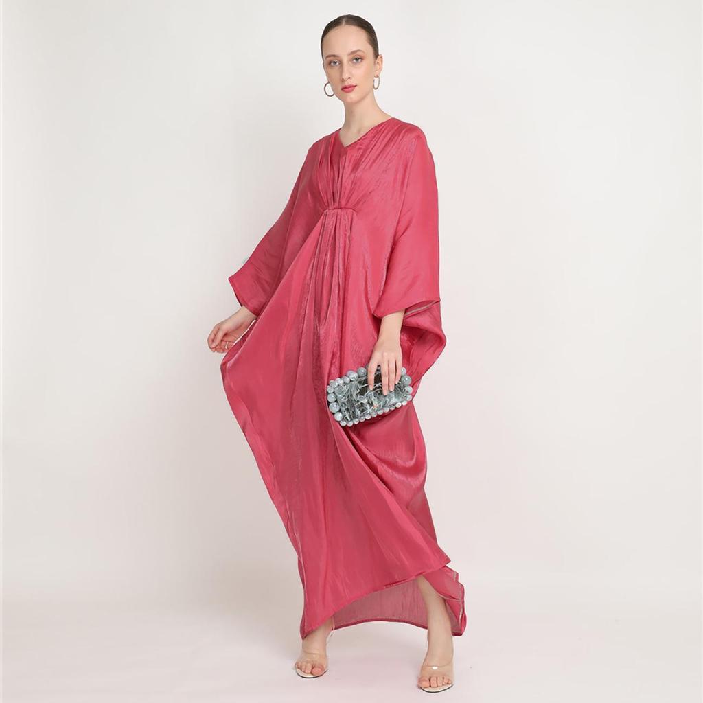 M218#8 Damen Locker Fledermausärmel Langes Kleid - Indonesisch Malaysischer & Nahöstlicher Stil