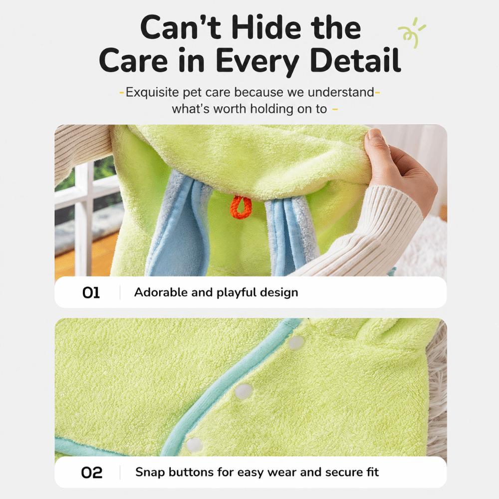 Coral Fleece Pet Hooded Towel Super Absorbent Absorbent Pet Towel New Dog Hooded Bathrobe Dog Cat