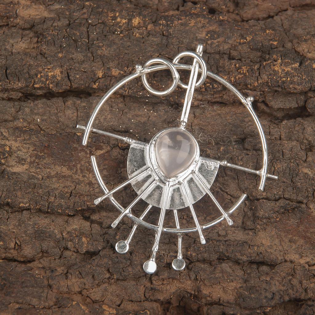 Rose Quartz Jewelry, 925 Solid Sterling Silver Pendant Handmade Gemstone Jewelry, Gifts For Wife Brand New Pendant