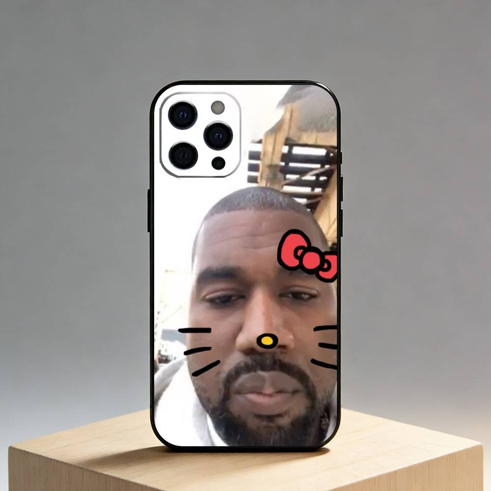 

Funny K-Kany W-West YE Phone Case For iPhone17,16,15,14,13,12 Plus,Max Soft Silicone Black Cover iPhone16se4