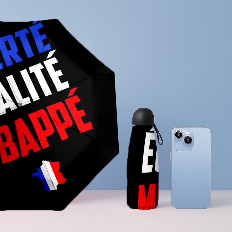 France national football team Pattern Printed Mini 5 Folds 8 Ribs Compact Umbrella Windproof Waterproof Lightweight Portable Folding