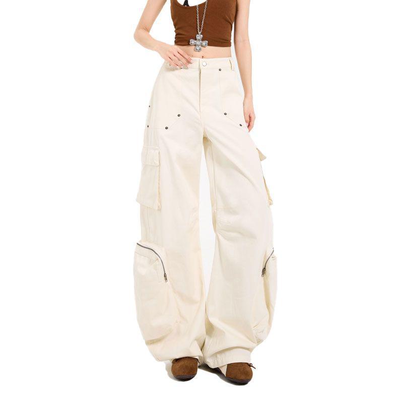 

Autumn 2025 Retro Cargo Pants: American Street Style, Multi-Pocket, Heavy-Duty Zipper, Wide Leg Design. XL