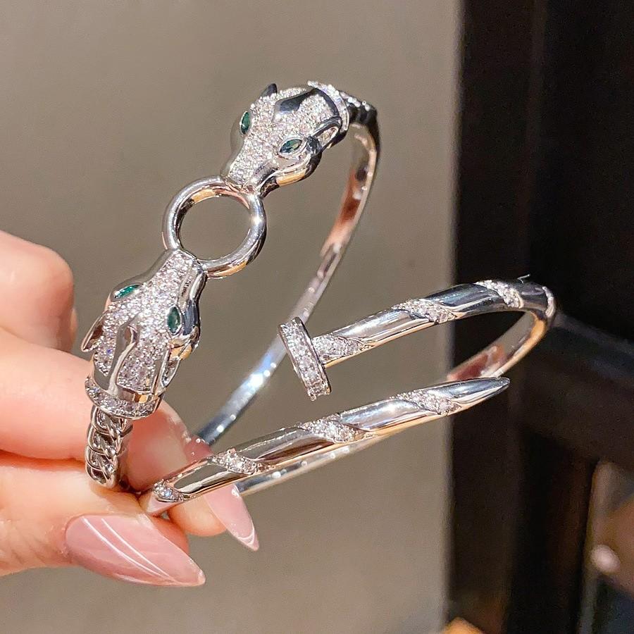 Wolf 18k Gold Plated Zircon Ring Bracelet For Fashion Women