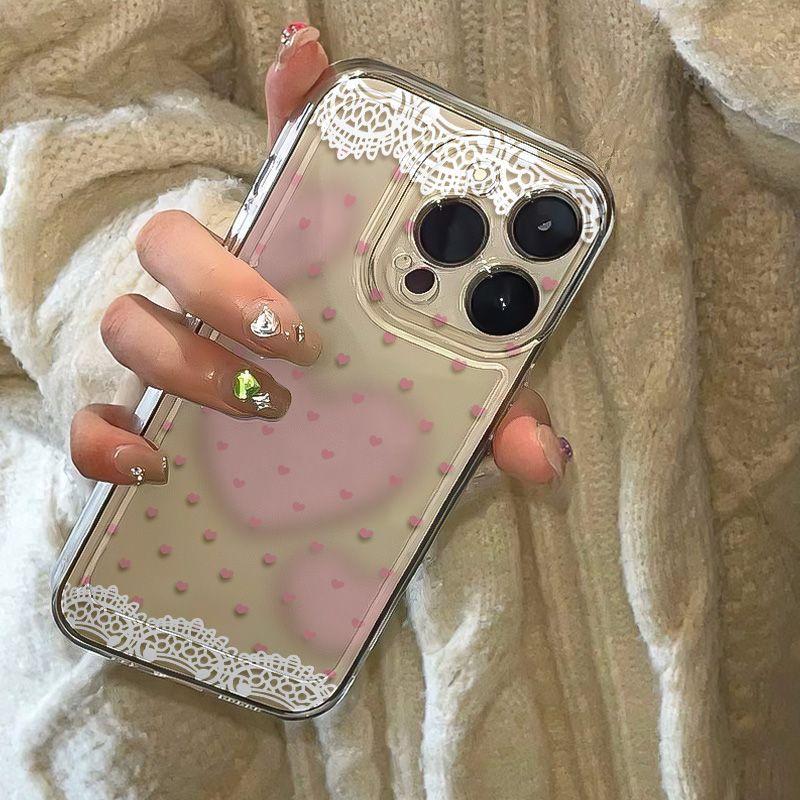 ins full screen small love iPhone17Promax mobile phone case is suitable for Apple 16Pro space case 15 transparent 14.