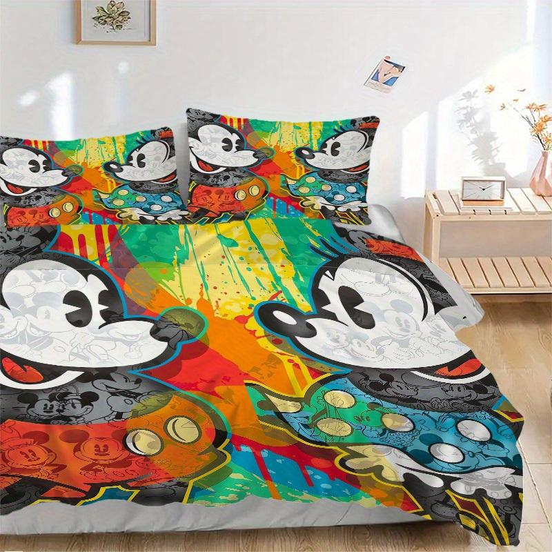 3pcs set Mickey Mouse, Pop Art, Colorful Bedding Set with Duvet Cover+Pillowcases, All-Season Polyester, Zipper Closure79