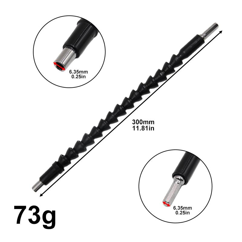 200-300mm Hexagonal Handle Black Soft Shaft Hand Drill Screwdriver Head Universal Joint Extend Connect Rod Power Tool Accessory