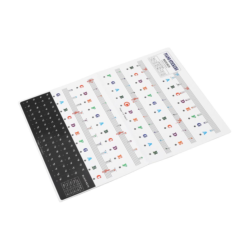 Piano Keyboard Stickers for 88 61 54 49 Key PVC Removable Piano Keyboard Letters for Beginners and Kids