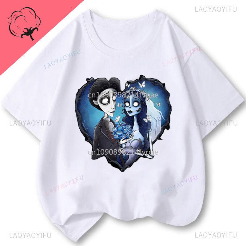 Hot Corpse Bride Rye Camiseta Emily Roses And Altar Tshirt Casual Cotton Crewneck Vintage Printed Shirt Camisa Y2k Clothes S