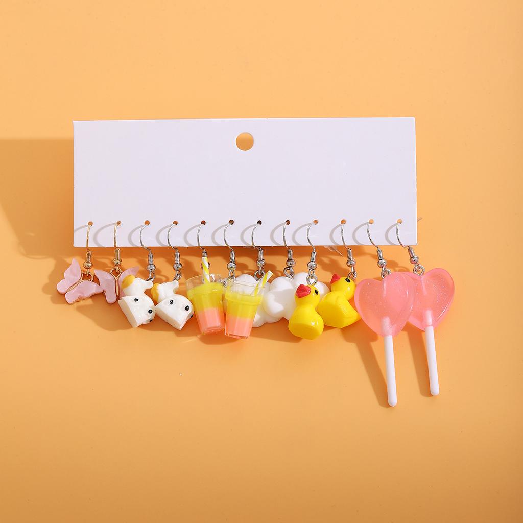 Creative Small Fresh Cloud Candy Ice Cream Earrings, Macaron Drift Bottle Design Temperament Ear Hook Set