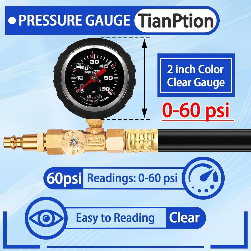 Upgraded RV Water Blow Out Winterizing Kit Sprinkler Winterization Hose With Oil Filled Pressure Gauge Compressor Winterize Adapter Plug, For Camper,