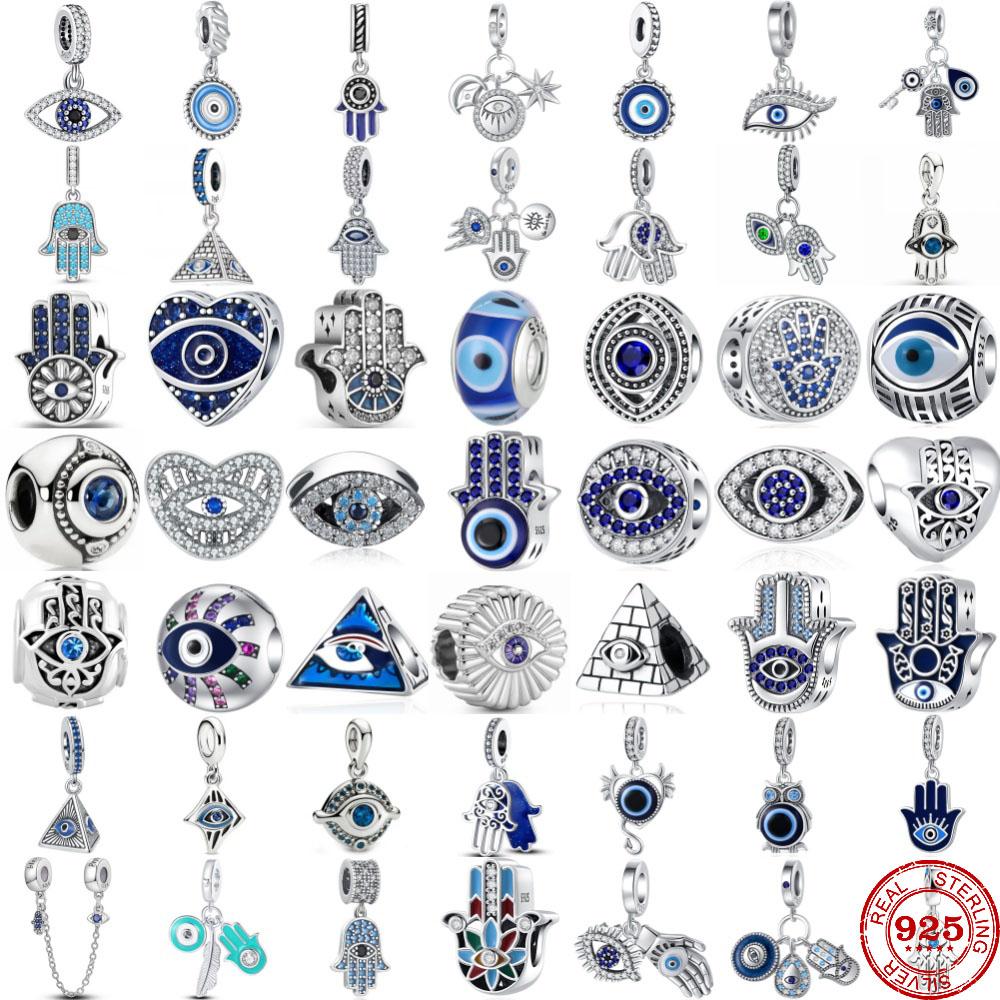 925 Silver Eye of Greece Devil Pendant Charm Bead for DIY Women Jewelry Bracelet Necklace