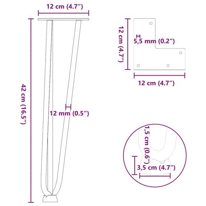 VidaXL Hairpin Legs for Coffee Table 4 Pcs White 42 Cm Solid Steel 4012441