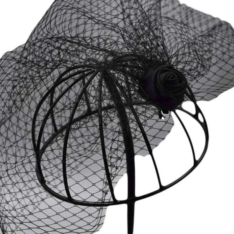 

Medieval Rose&Face Veil Fascinator Hat Hairpin Bride Hair Clip Small Hat Hair Clip Punk Hair Clip for Wedding Party