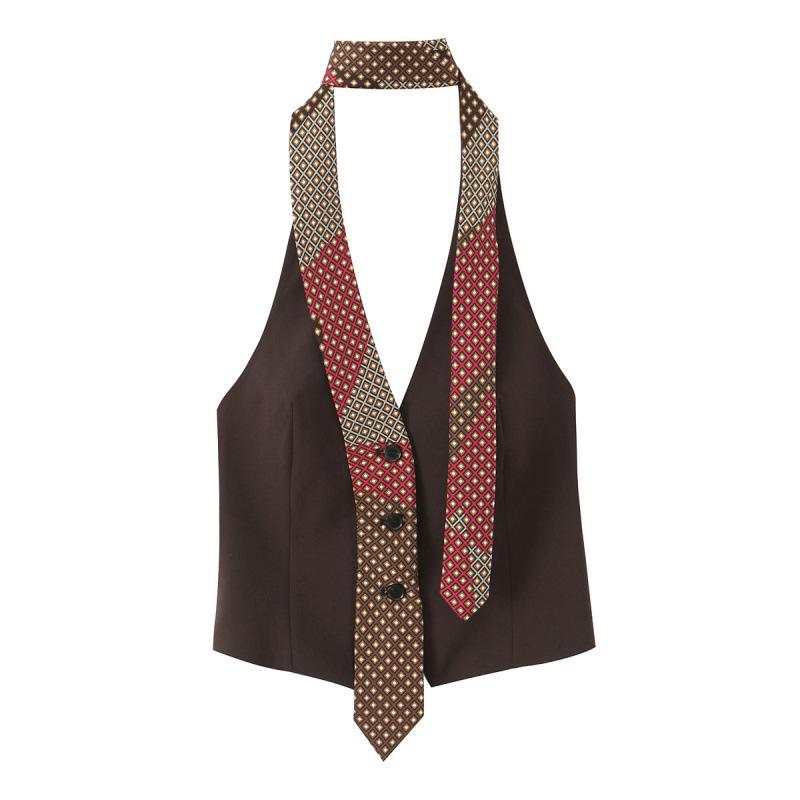 European American Women s Casual Fashion Tie Vest Top - INS Hot Trend S