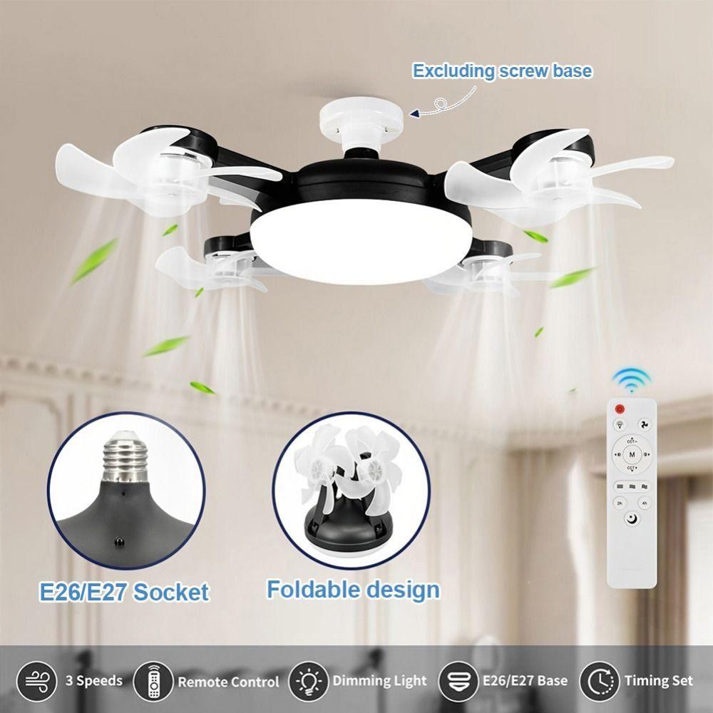 Ventilatore da Soffitto con Telecomando Lampada da Soffitto 2 in 1 Ventilatore Elettrico Senza Fili Semplice Soggiorno