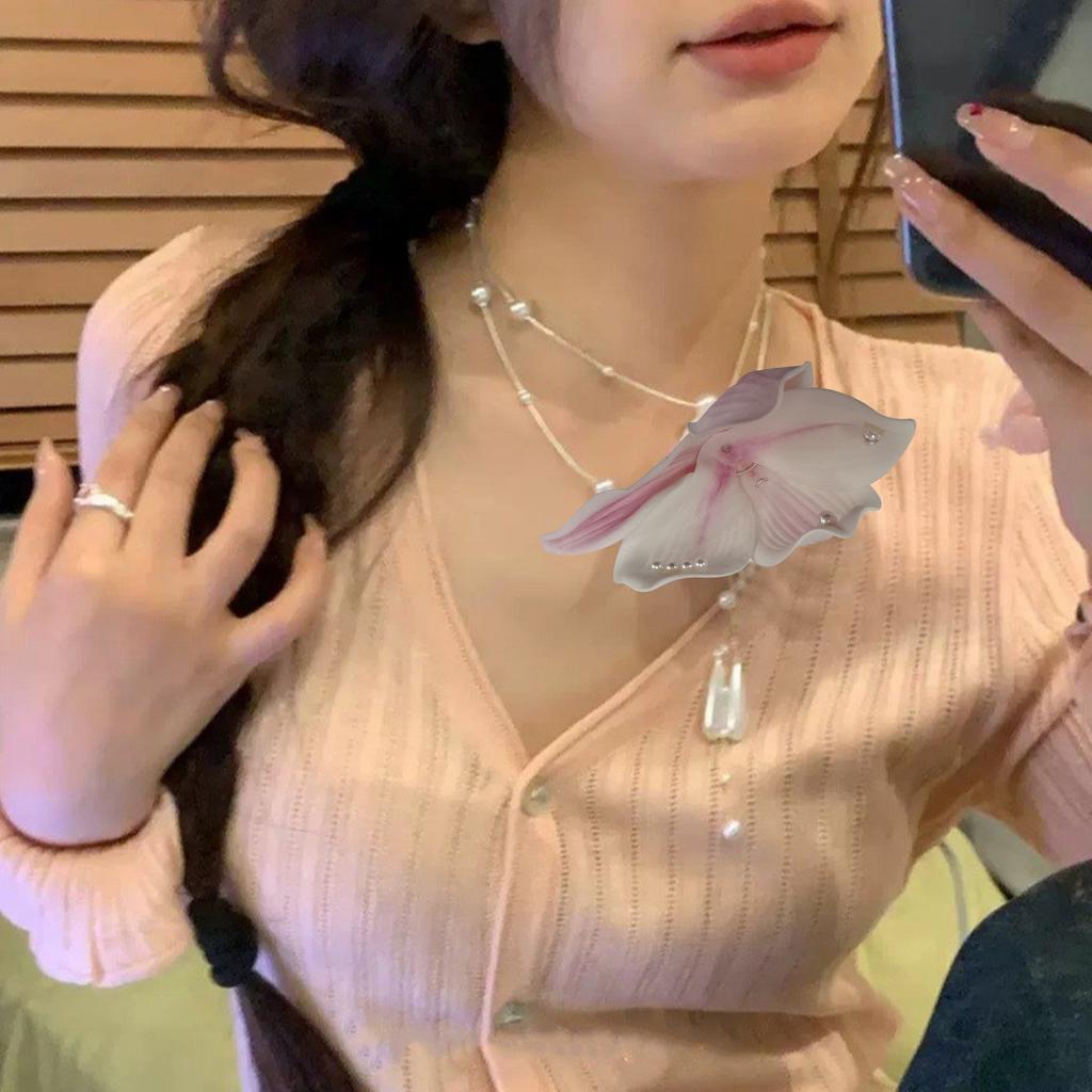 Magnifique Collier Pendentif à Franges de Perles Déclaration Collier Fleur Chaîne Claviculaire Tendance Bijoux pour les Amateurs de Mode