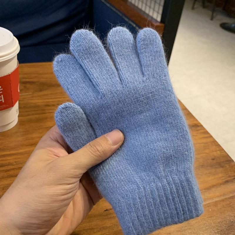 Women Men Cashmere Elastic Outdoor Full Finger Gloves Warm Thick Winter Gloves Mittens