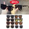 8pcs Rectangular Frames UV Resistant Oversize Sunglasses Set Female Luxury Square Vintage Style Personalized Eyeglasses Unisex