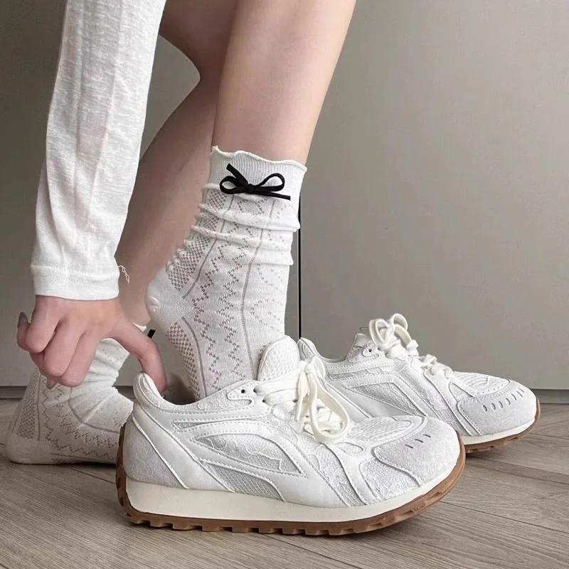 Модные сетчатые кроссовки на полой платформе для женщин — фото 8