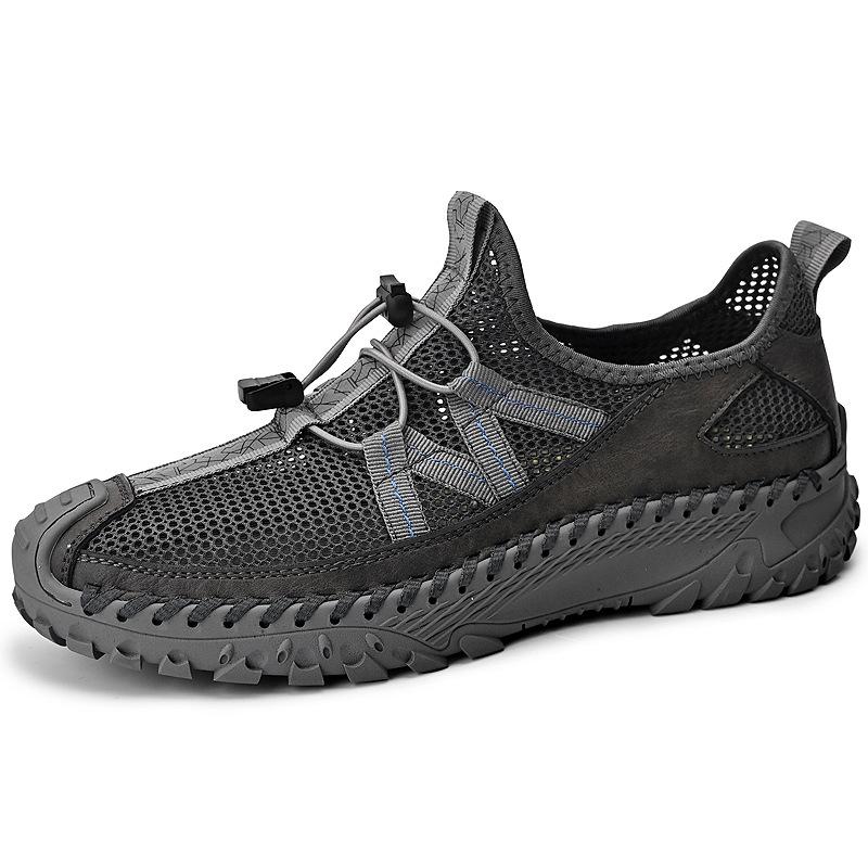 Sneakers Men's Summer Breathable Men's Shoes Mesh Breathable Thin Hollow Mesh Shoes Men's Lightweight Black Casual Shoes