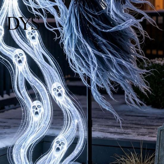 Resin Ghost Stakes for Garden Hand-Held Lantern Ground Lamp, Halloween Style Solar Powered Lighted Waterproof Lamps Lawn Stakes, Decorative Path Light