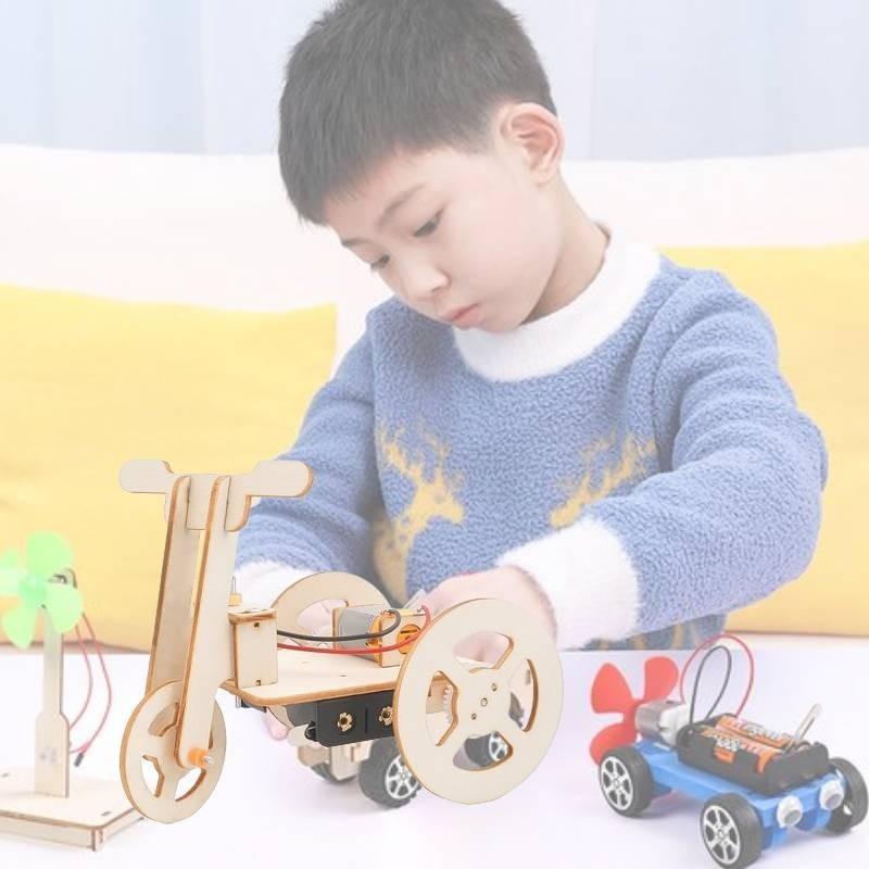 Diy Electric Tricycle Science Experiment Kit For Junior High And Elementary Students Wooden Material