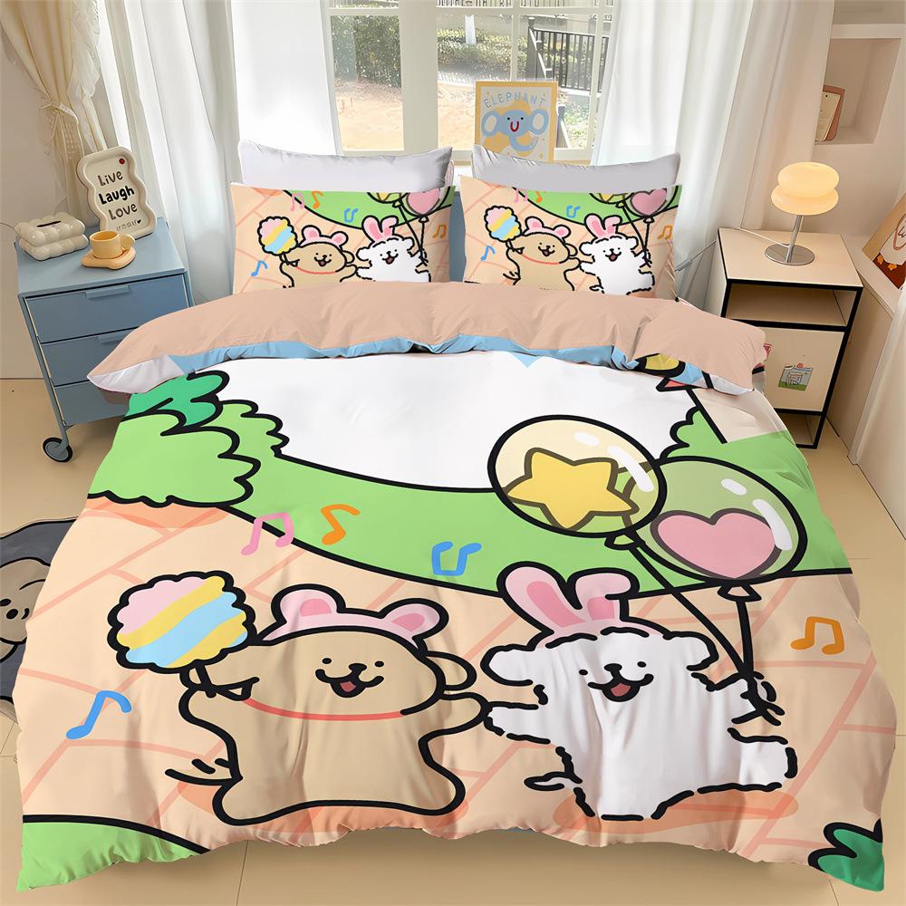 Comforter New Cartoon Puppy Bedding Set 3D Digital Printed Pug Anime Kids Adult Size