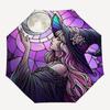 1pc Stained Glass Witch Moon Auto Open Close Umbrella - Portable Tri-Fold Design with 8-Bone Iron Frame - Outdoor - Perfect Gift for Fans, Travelers,