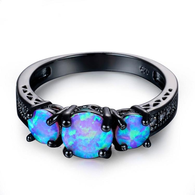 

Кольцо Huajie Black Gold Blue Opal Ring - Модные украшения для женщин Size 7