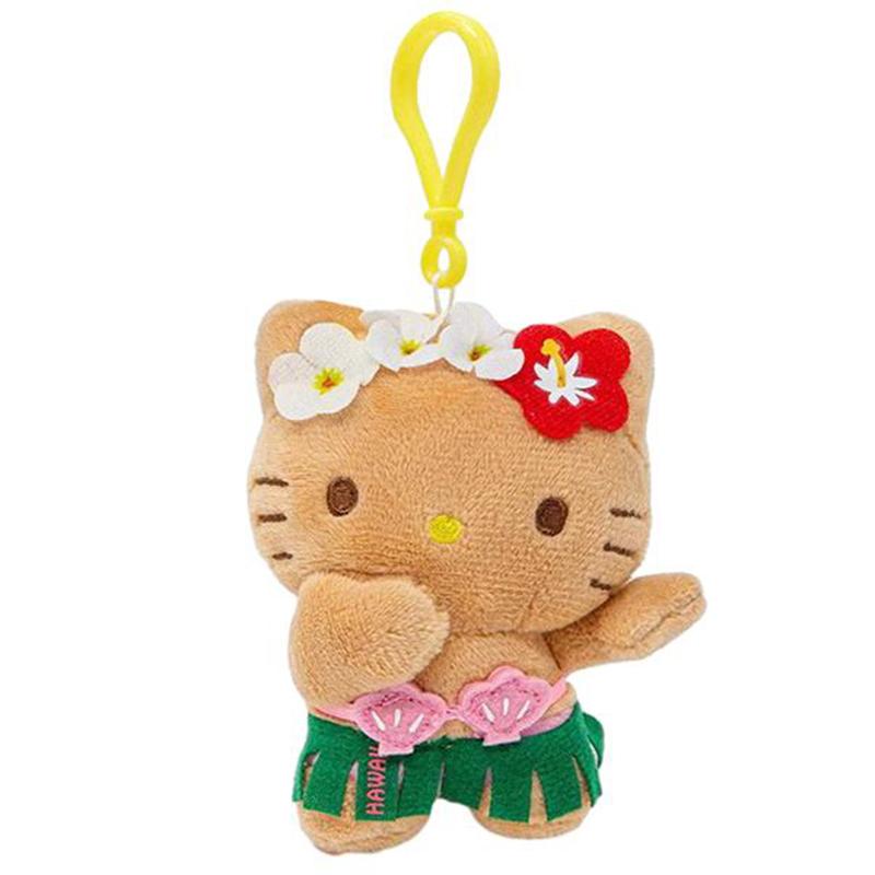 

Sanrio Hello Kitty Kuromi Plush Dolls Filled Keychain Dark Skin Hawaiian Series Anime Cartoon Plush Toys Bag Pendant Charms