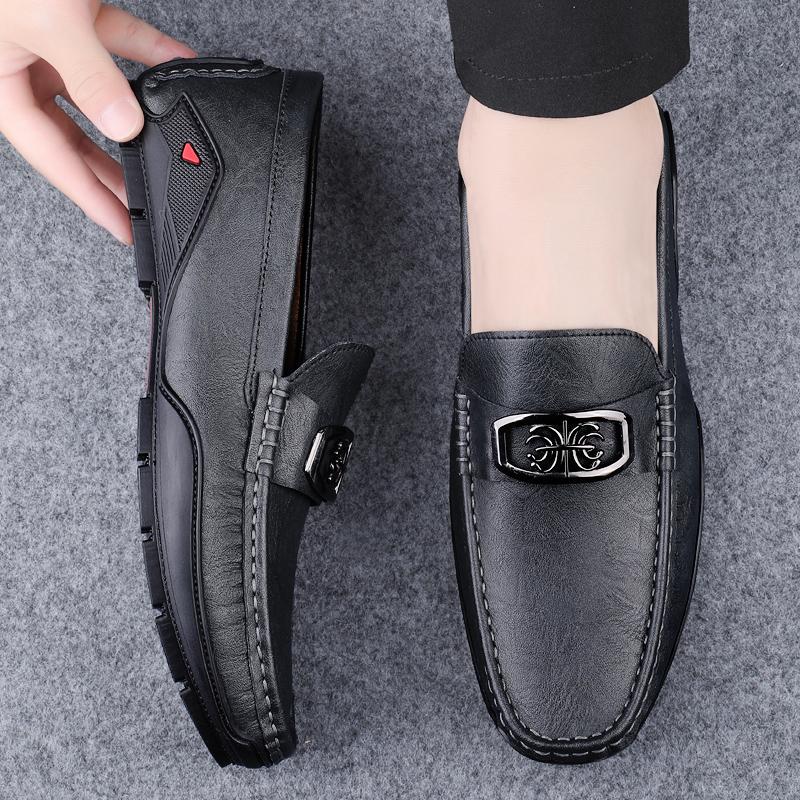 Genuine Leather Soft Loafers Mens Luxury Designer Dress Shoes High Quality Slip-On Flats Comfort Driving Shoes Moccasins