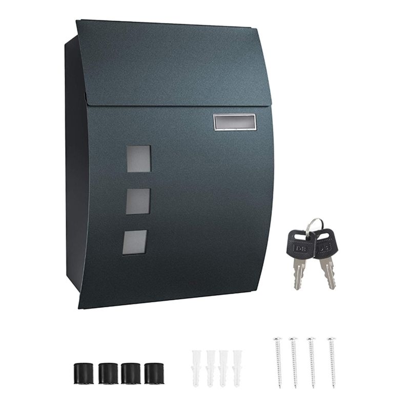 

AEE4-Wall Mounted Post Box - Waterproof Mailbox For Outside Secure Letter Box For Home,Letter Box Wall Mounted Postbox сірий колір