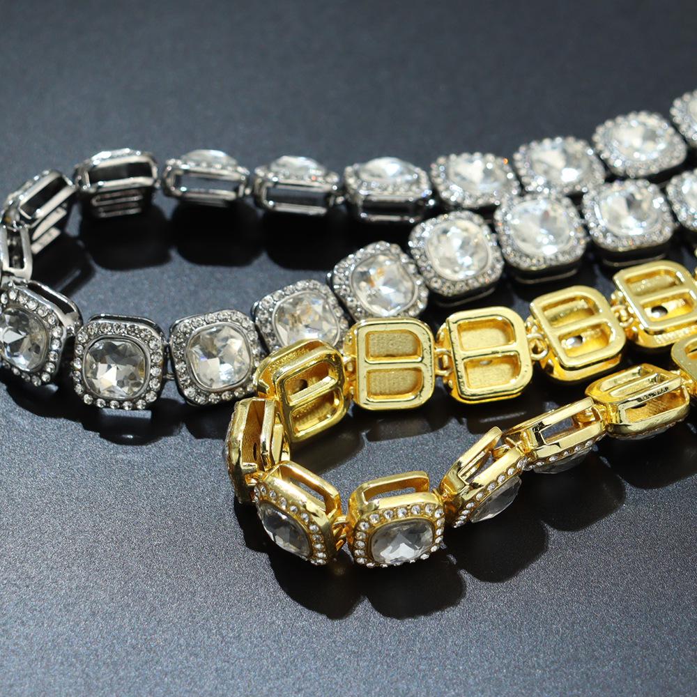 13mm Rock Candy Full Diamond Clavicle Necklace - Men's Geometric Punk Hip-hop Accessory