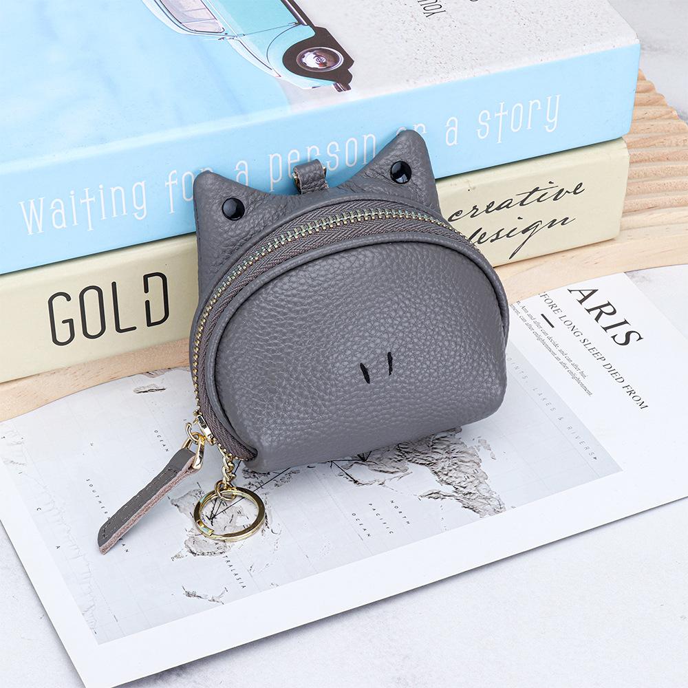 Leather Coin Purse Pouch Mini Wallet Change Purses with Keychain Women Zipper Closure Small Coin Holder Student Wallets