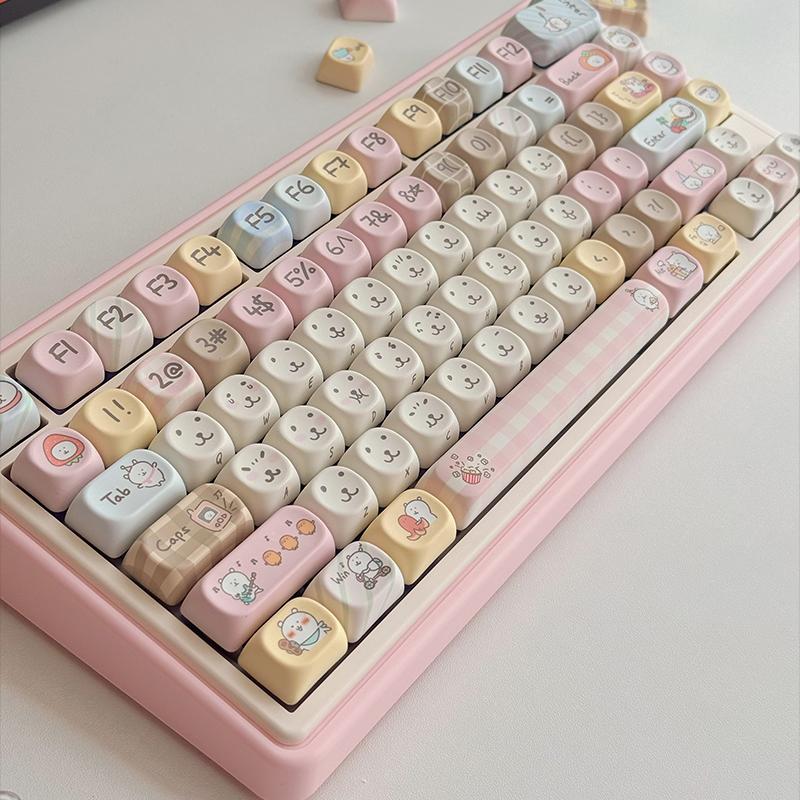 130 Key Self-mocking Bear Key Cap MOA Profile PBT Sublimated Personalized Key Caps for Cherry MX Switch Game Mechanical Keyboard
