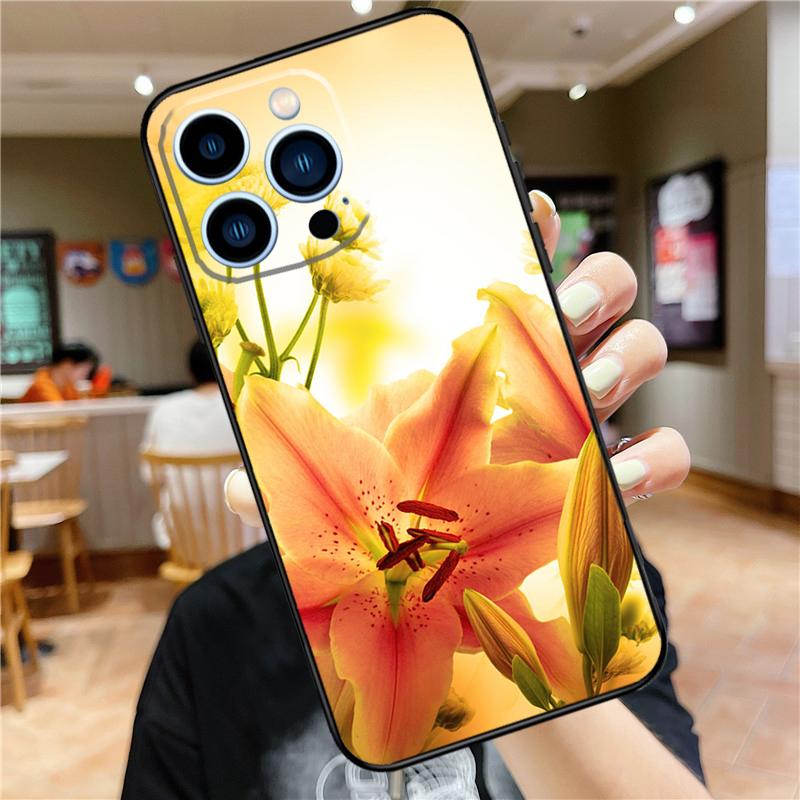 Colorful Flower Lily Case For iPhone 17 15 14 13 12 11 16 Pro Max Mini Plus 16e 17 Air Bumper Cover Accessories