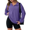 Women's Fashion Solid Color Zipper Lapel Solid Color Casual  Sweatshirt Top