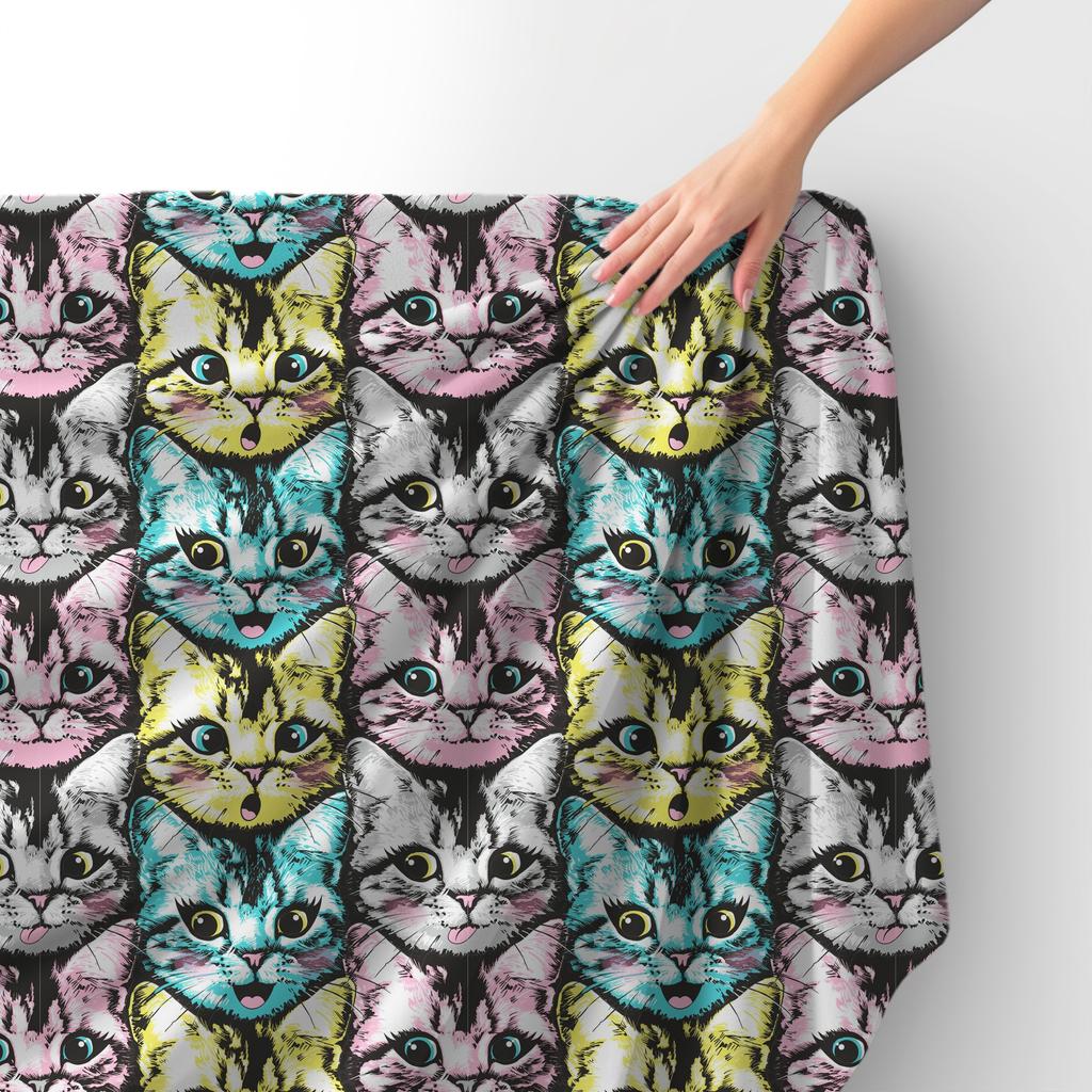 Royal Samt Stoff Polyester Zum Nähen - Motiv Gemalte Katzen 2