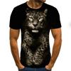 Summer Trendy Street Lion 3D Digital Printed T-shirt Casual Short Sleeve Shirt