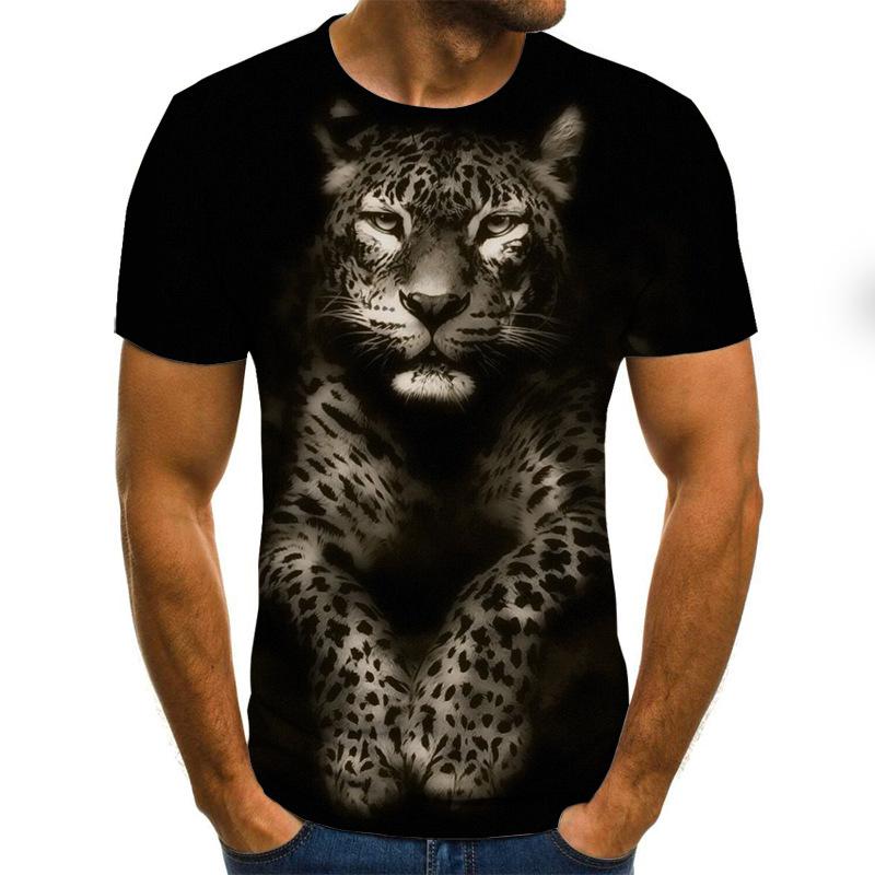 Summer Trendy Street Lion 3D Digital Printed T-shirt Casual Short Sleeve Shirt