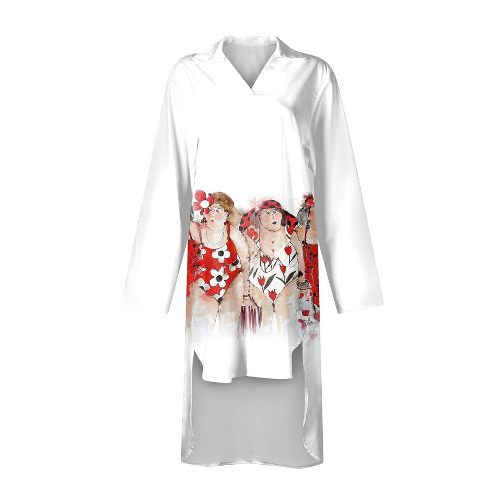 Robe d'été bohème pour femmes, robe chemise imprimée décontractée pour femmes, mode à manches longues, plage hawaïenne, robes de club boutonnées