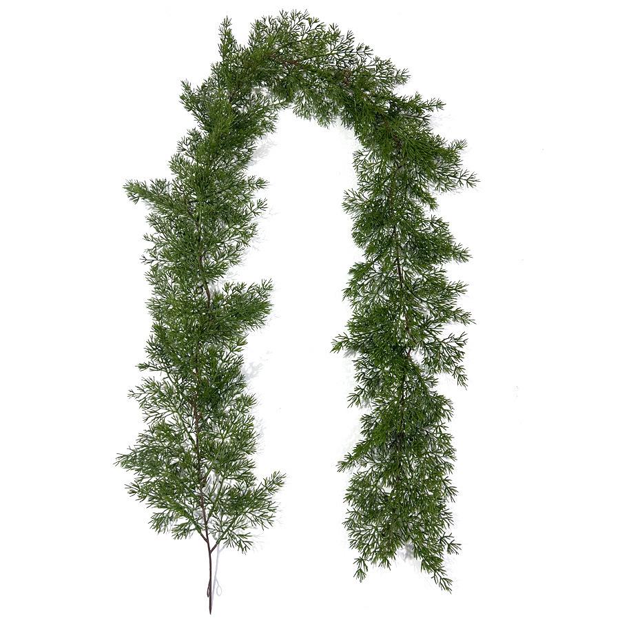 Artificial Christmas Cypress Pine Vine Décor with Plastic Greenery
