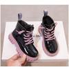 Girls Martin boots winter new children's boots medium and older children's short boots bright leather baby boots